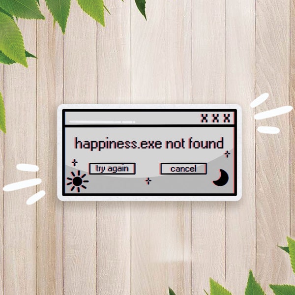 happiness.exe || kawaii stickers, cute stickers, pastel goth, goth stickers, stickers laptop, vinyl stickers, goth home decor, vaporwave