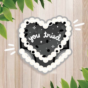 you tried cake | kawaii stickers, cute stickers, pastel goth, goth stickers, stickers laptop, vinyl stickers, kawaii cake stickers