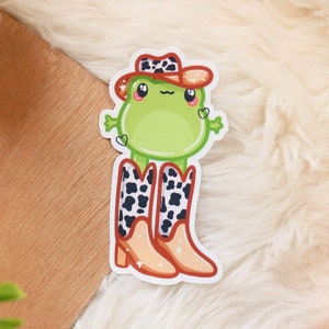 cowboy frog | kawaii stickers, cute stickers, frog stickers, stickers laptop, vinyl stickers, lgbtq+ stickers, cute frog stickers