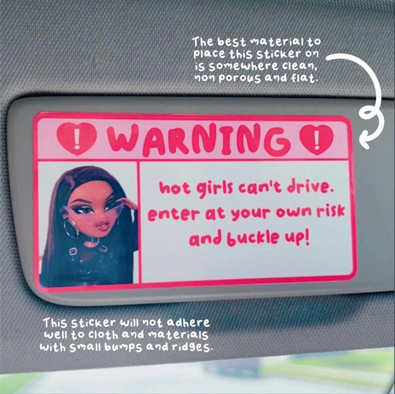 Hot Girls Can't Drive Car Visor Warning Sticker Kawaii Etsy