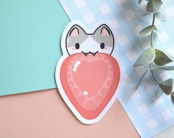 strawbie cat sticker || cute cat stickers, strawberry sticker, laptop sticker, kitty stickers, kawaii stickers, cute stickers, stationery
