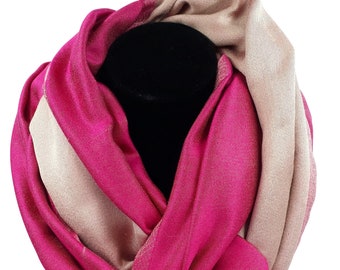 Pink and Gold Reversible Silken Sophie Pashmina Scarf Shawl