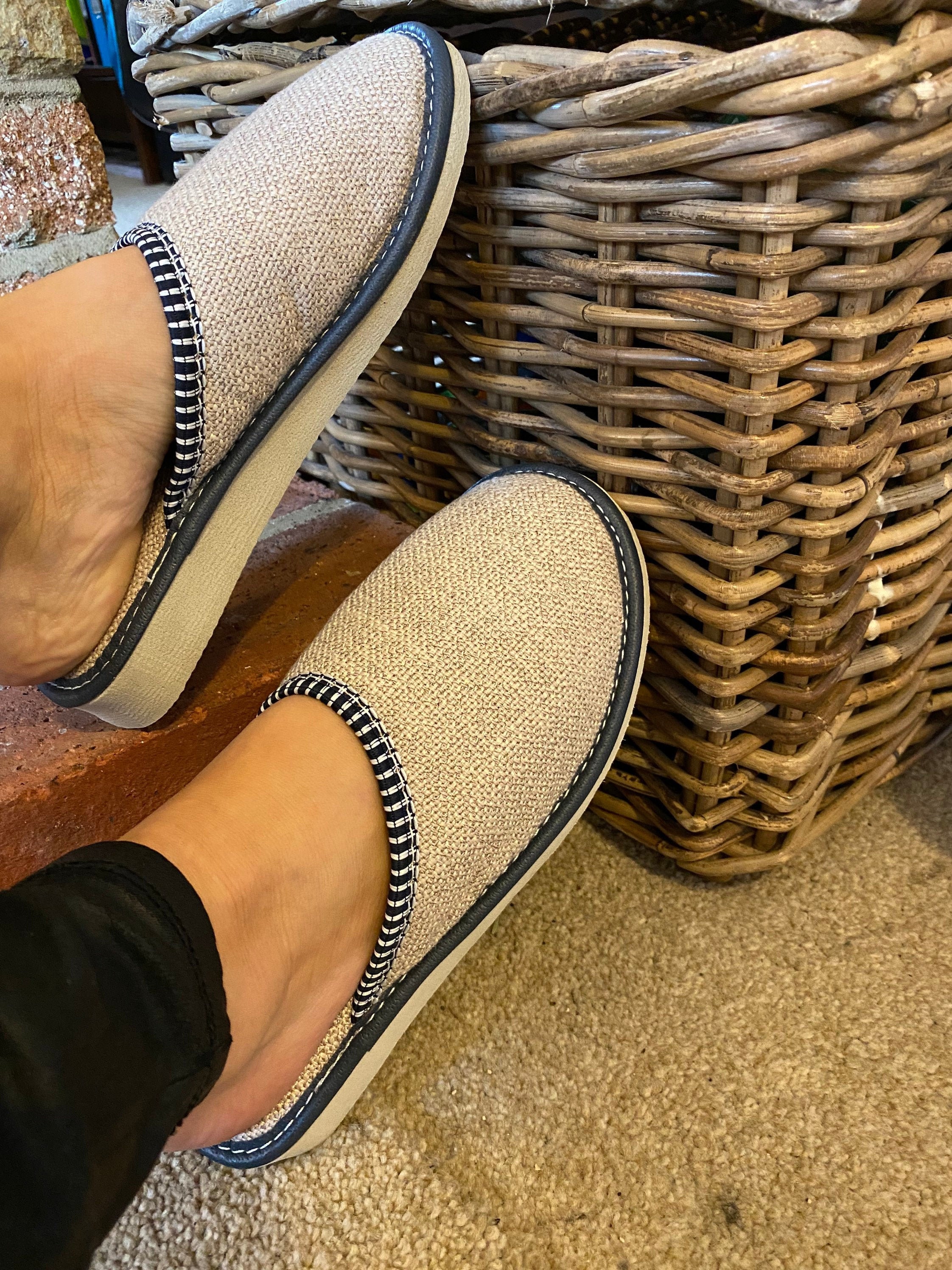 Vegan Slippers Women's Natural Linen All Sizes UK3UK8 Etsy