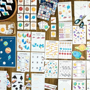 Space worksheets, Solar system busy book, Planet Preschool printable bundle, Kindergarten science worksheets, Montessori Homeschool material