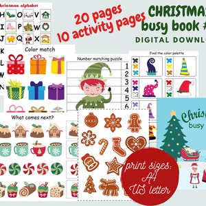 Libro de actividades navideñas para niños pequeños, Libro de actividades de invierno imprimible, Hoja de trabajo de actividades preescolares, Carpeta de aprendizaje para niños, Libro de trabajo de jardín de infantes