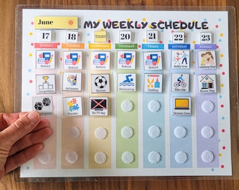 Kinder-Wochenplaner mit täglichem Kalender, bearbeitbarer wöchentlicher Kinderkalender, visueller Stundenplan für Kleinkinder, Kinder-Routine-Diagramm, digitale Datei