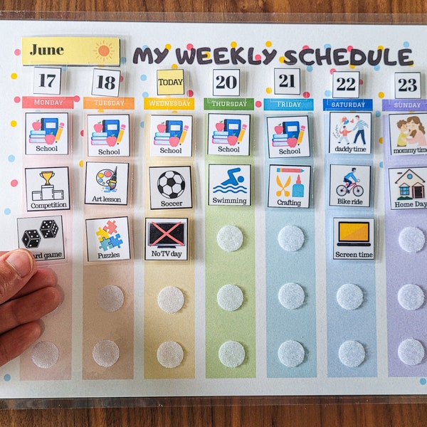 Planificador semanal para niños con calendario diario, Calendario semanal editable para niños, Horario visual para niños pequeños, Gráfico de rutina para niños, Archivo digital