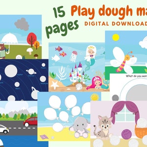 Printable Play Dough Mats for kids, Playdough Activity Mats for toddlers, Preschool printable Busy Book for Kindergarten, Learning binder
