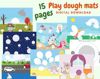 Printable Play Dough Mats for kids, Playdough Activity Mats for toddlers, Preschool printable Busy Book for Kindergarten, Learning binder