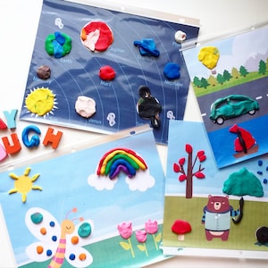 Tapis en pâte à modeler pour enfants, tapis d'activités en pâte à modeler pour tout-petits, livre occupé imprimable préscolaire pour la maternelle, classeur d'apprentissage