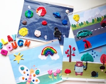 Play Dough Mats for kids, Playdough Activity Mats for toddlers, Preschool printable Busy Book for Kindergarten, Learning binder