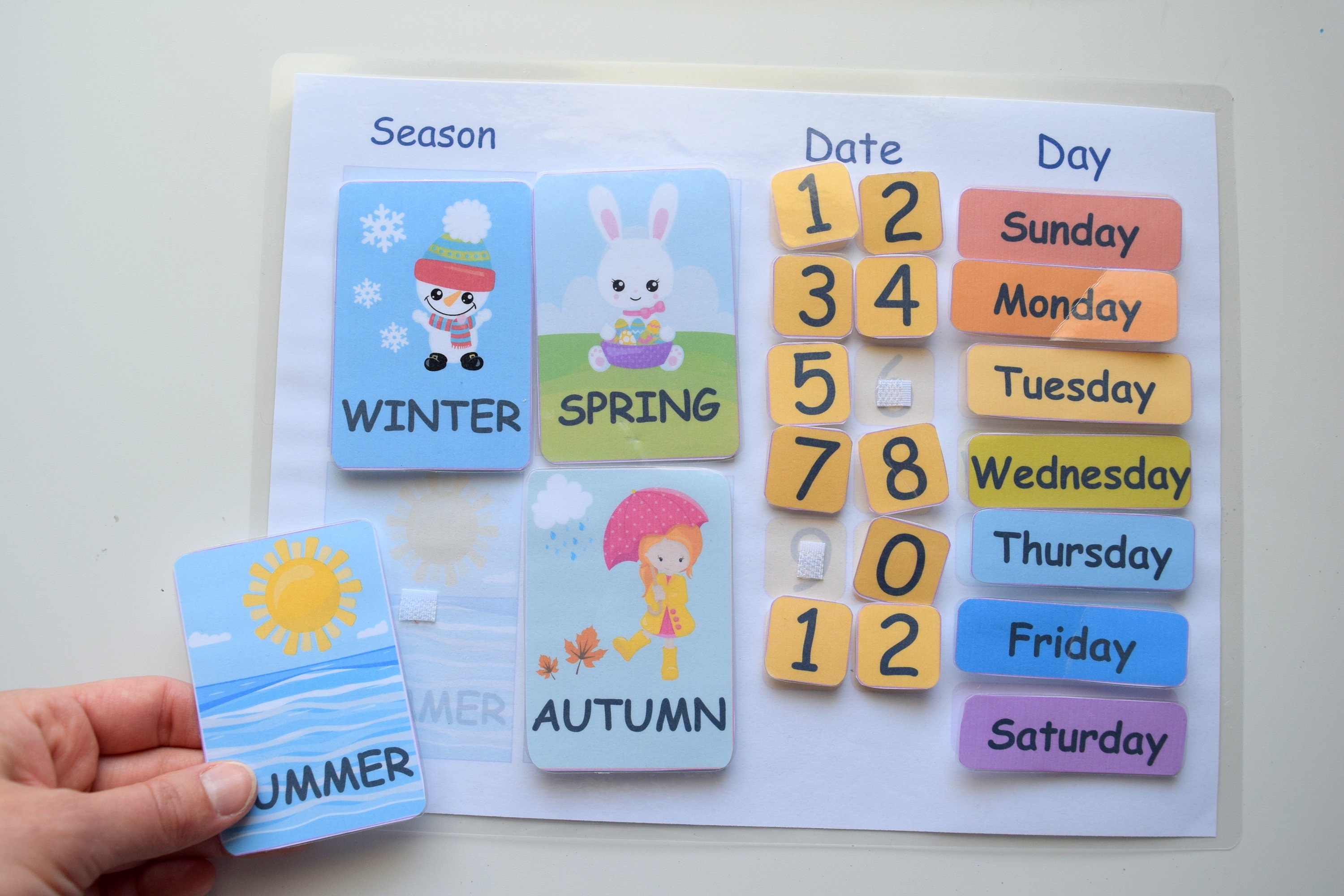 Calendario per bambini e tabella meteorologica come materiale Montessori o  calendario di classe per bambini piccoli, in età prescolare o all'asilo già  realizzato -  Italia