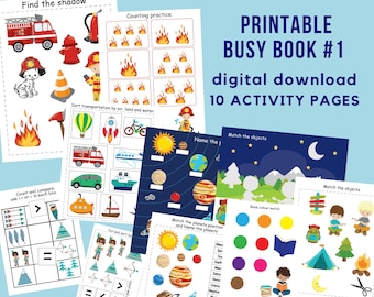 Printable Busy Book #1 for toddlers, Printable quiet book, Car and Transportation Busy Binder, File Folder Games, Boys Preschool printables