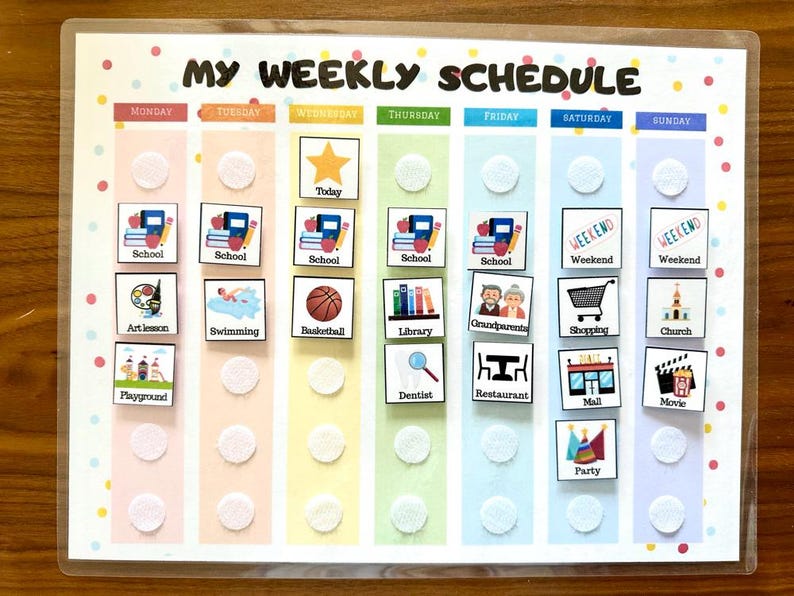 Kids Weekly Planner, Weekly Kids Calendar, Visual Schedule for toddlers, Printable preschool Weekly Routine Chart, Digital file, PDF image 13