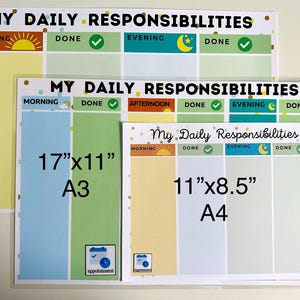 Tägliches Aufgaben Diagramm bearbeitbar, Kinder Aufgaben Diagramm bedruckbar, visueller Routineplan für Kleinkinder, Kinder-Checkliste, tägliche Aufgabenliste, PDF Bild 12