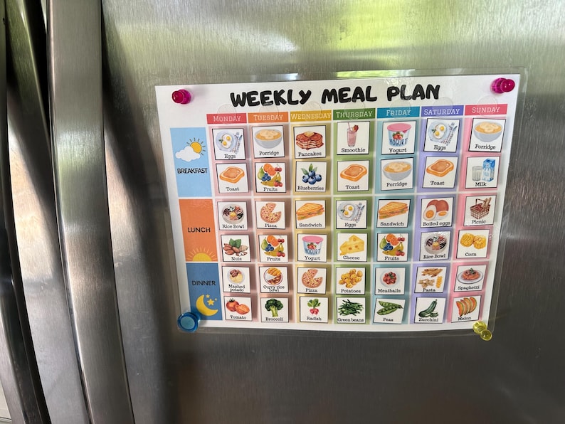 Kids Meal Planner Editable, Visual Weekly Meal Calendar, Kids menu template, Kids Visual Schedule, Montessori calendar for toddlers, PDF imagen 6