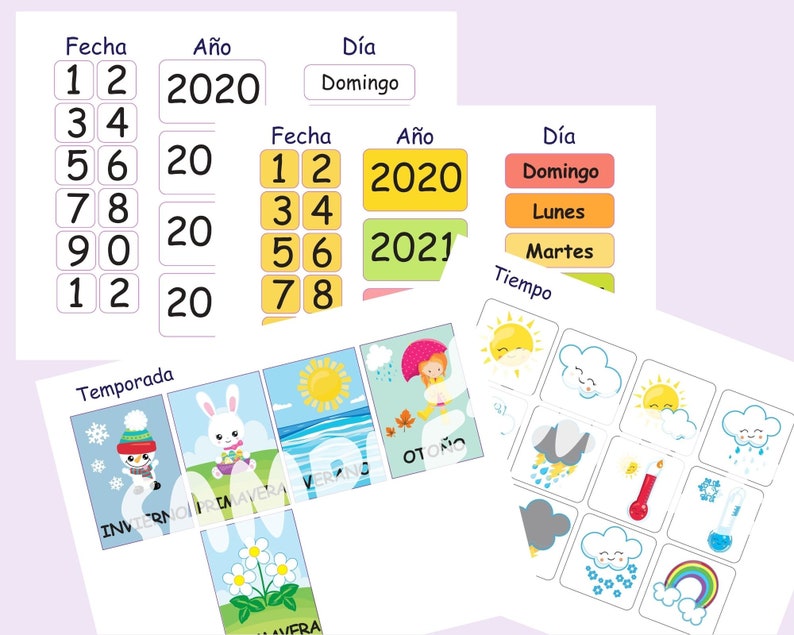 SPANISH Daily calendar for kids Morning board Preschool Etsy