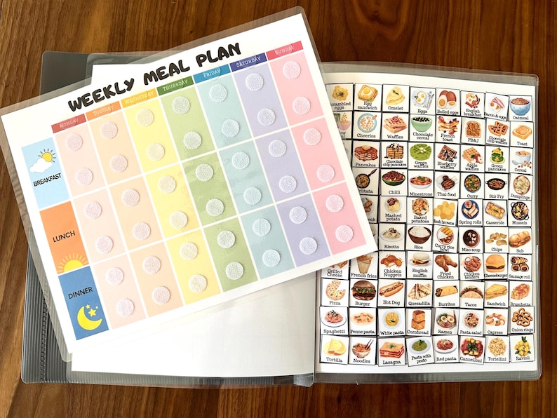 Kids Meal Planner, Visual Weekly Meal Calendar, Kids menu template, Kids Visual Schedule, Montessori calendar for toddlers (PHYSICAL COPY) image 13