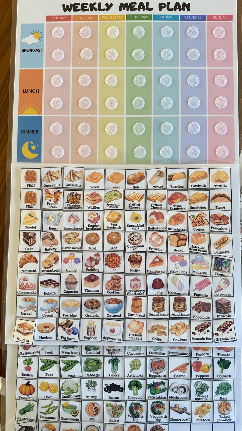 Kids Meal Planner Editable, Visual Weekly Meal Calendar, Kids menu template, Kids Visual Schedule, Montessori calendar for toddlers, PDF imagen 14