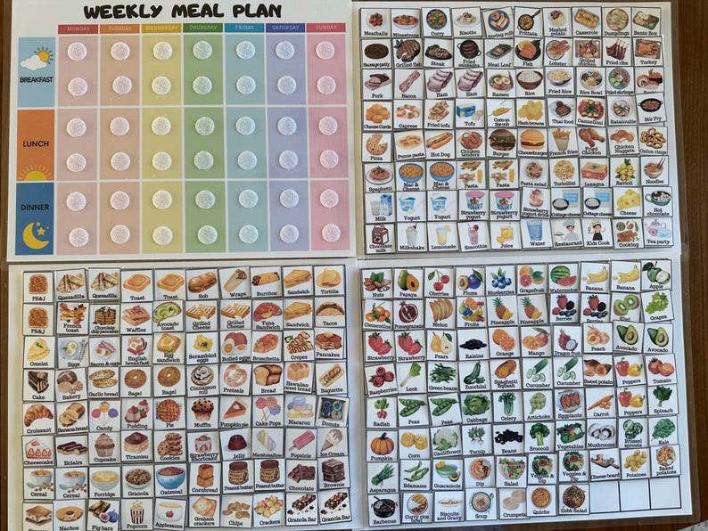 Kids Meal Planner Editable, Visual Weekly Meal Calendar, Kids menu template, Kids Visual Schedule, Montessori calendar for toddlers, PDF imagen 17