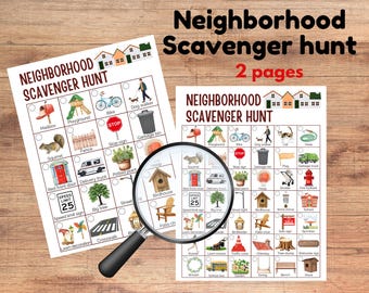 Neighborhood Scavenger Hunt Printable, Outdoor Kids Activity, Family Walk Game, Outdoor Treasure Hunt, Screen-Free Game, PDF