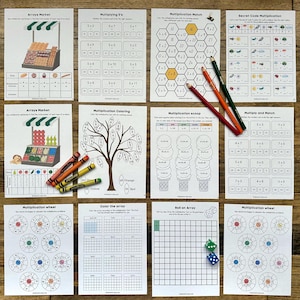 May include: A set of ten printable worksheets for kids to practice multiplication facts. The worksheets feature a variety of activities, including coloring, matching, and solving word problems. The worksheets are designed to be fun and engaging for kids.