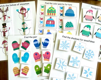 Winter busy book, Christmas busy book for toddler, kindergarten, Preschool printable, Snowman Learning binder Printed and laminated hardcopy