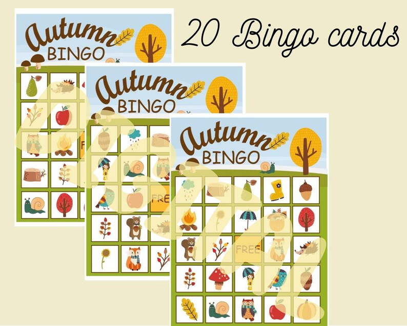 20 Autumn Bingo Cards Fall Bingo Game Printable BINGO for - Etsy Canada