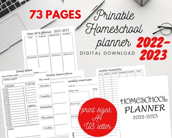 Homeschool Planner 2022-2023 Printable Homeschool Schedule - Etsy
