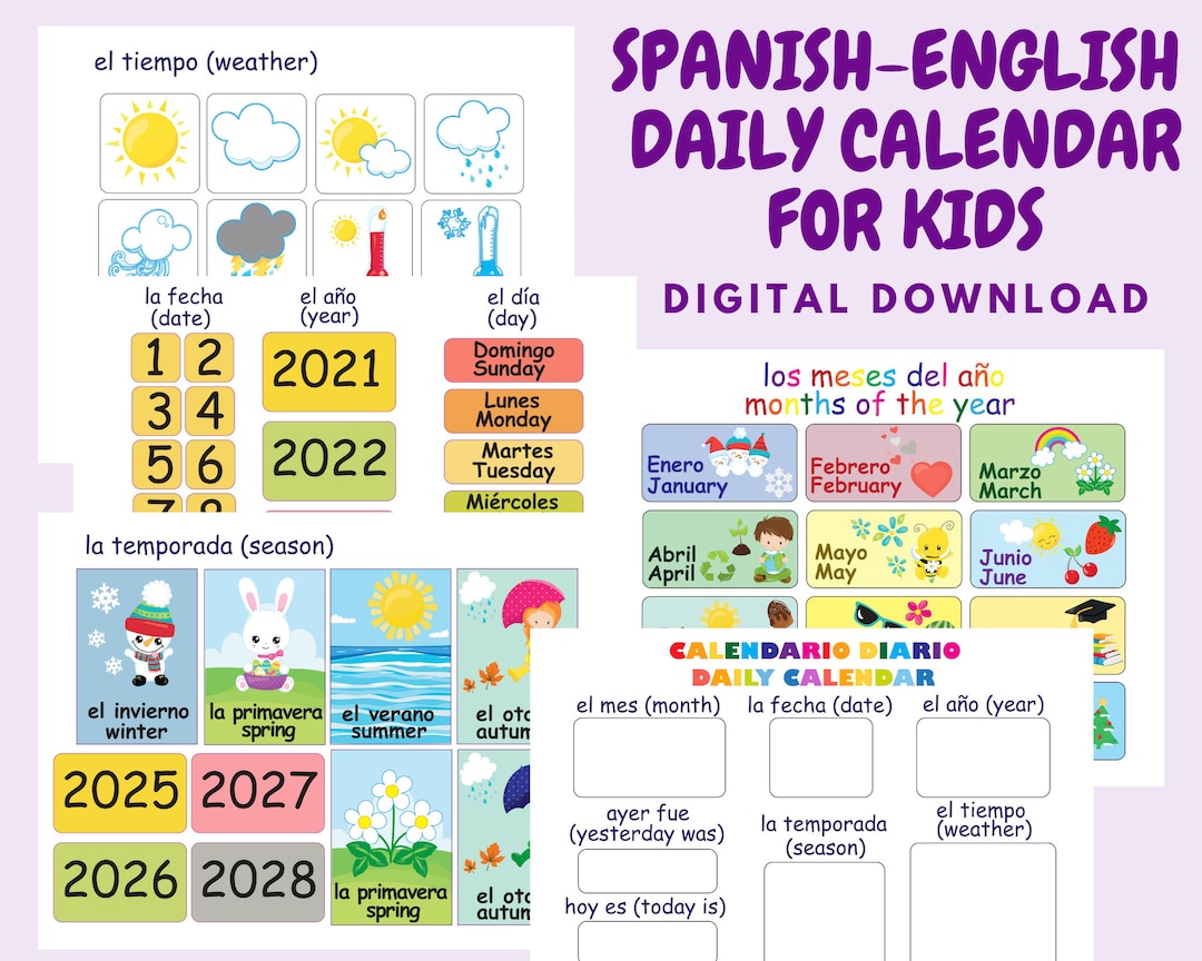 spanish-english-kids-calendar-2023-and-weather-chart-custom-etsy-sweden