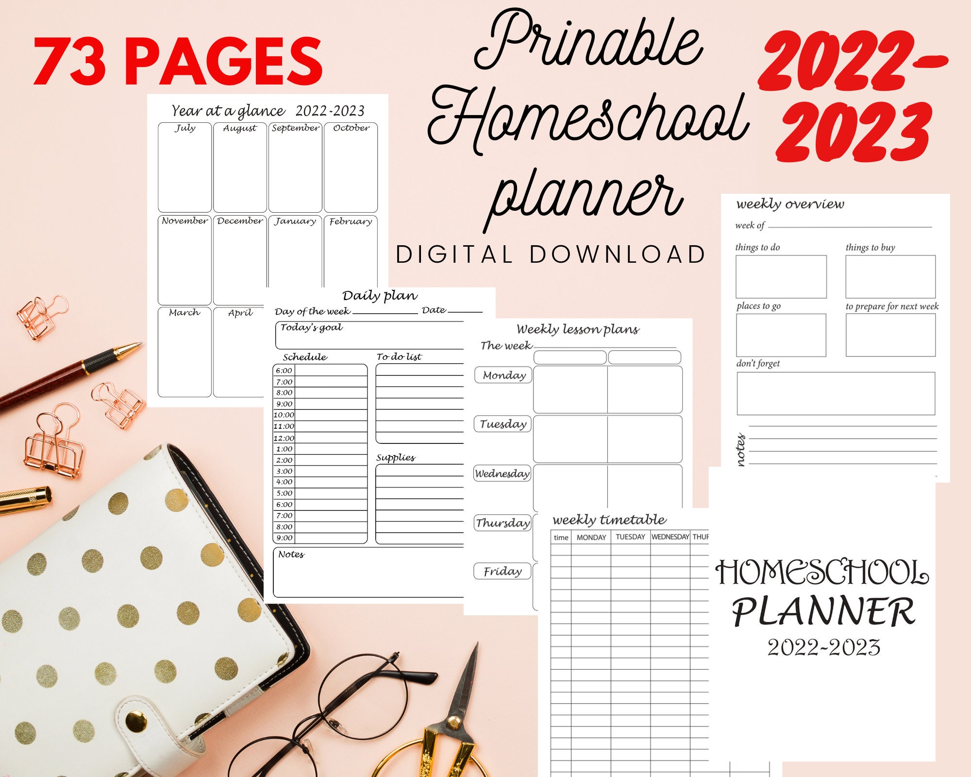 Homeschool Planner Printable 20222023 Printable Homeschool Etsy