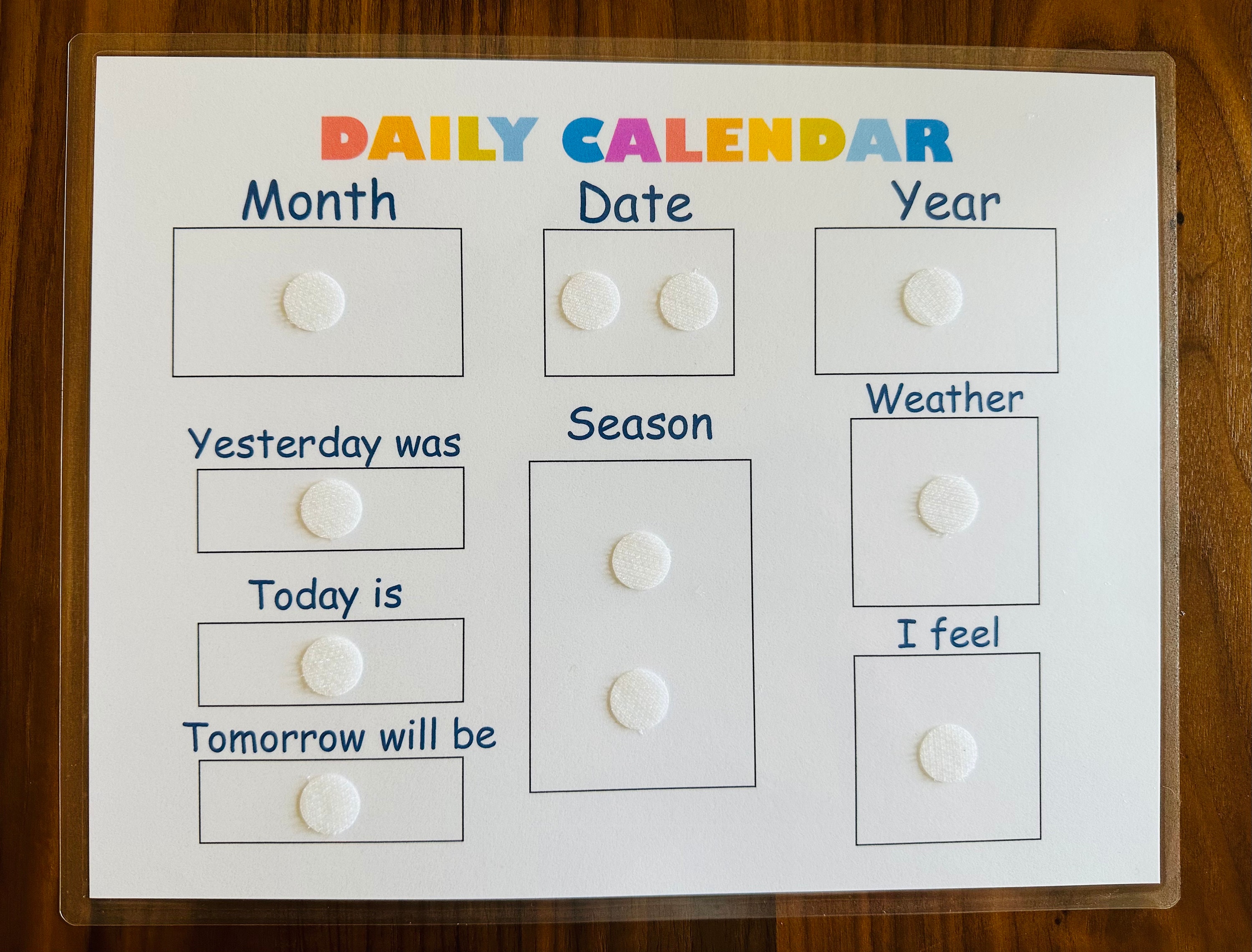 Kids Calendar With Weather and Emotion Chart as a Montessori Materials ...
