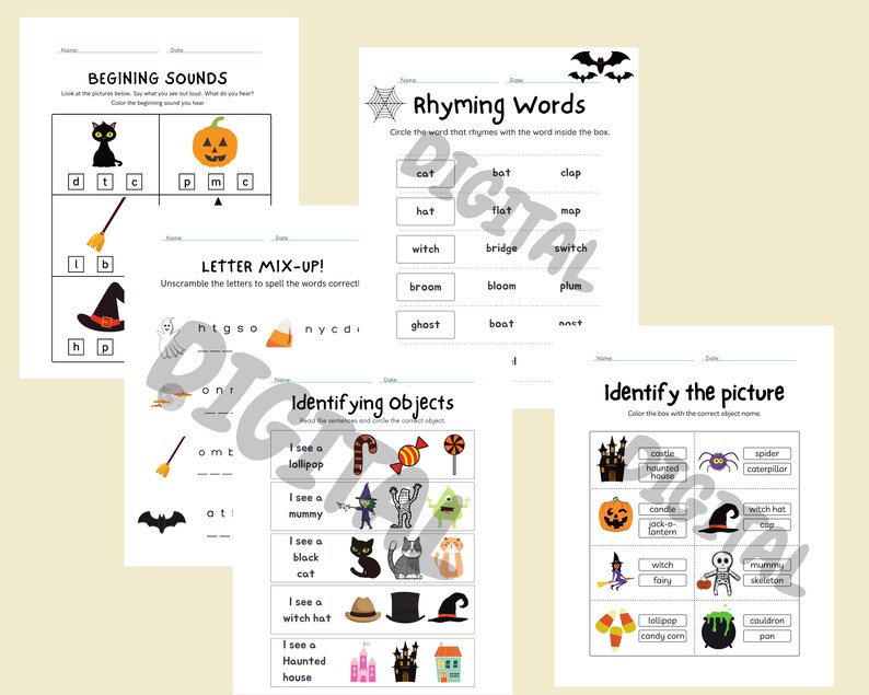 Halloween worksheets for Kindergarten and First grade kids, Halloween busy book with Literacy and Math activities, Learning binder image 7