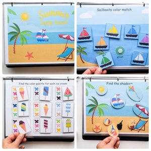 Livre chargé d'été, livre d'activités de plage, cartable d'apprentissage pour les tout-petits ou les enfants d'âge préscolaire, copie papier imprimée et plastifiée, prête à l'emploi