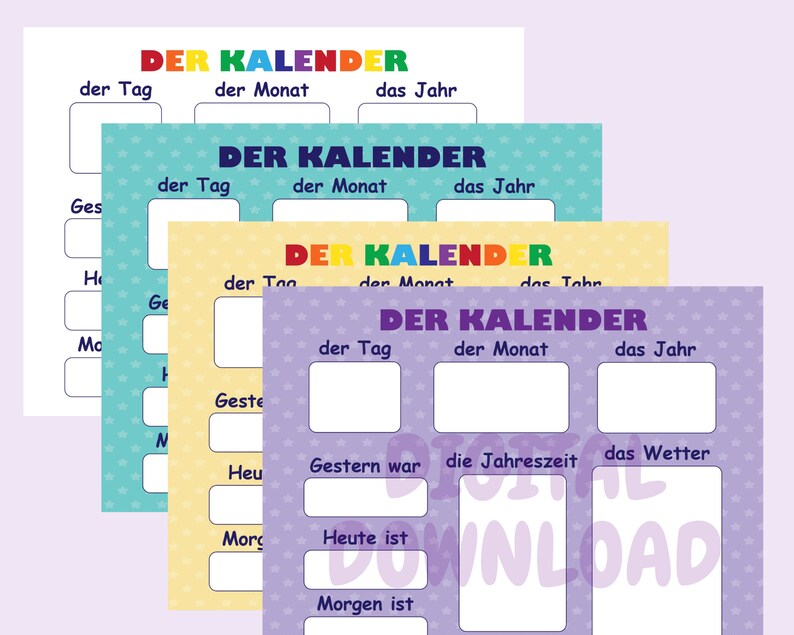 GERMAN Kids Daily Calendar With Weather Chart Classroom Etsy Canada