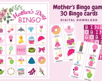 Muttertag BINGO Spiel, Muttertag BINGO Karten, Druckbares Spiel, Bingo Spiel für Kinder, Kleinkind Party Spiele, Bingo Sofort Download