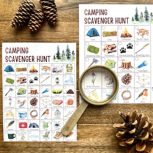 Caça ao tesouro em acampamento, Caça ao tesouro ao ar livre no verão, Jogo de acampamento para crianças, Caça ao tesouro de férias, Jogo de viagem em família para crianças, pré-escola