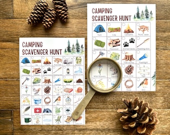 Camping Scavenger Hunt, Summer Outdoor Treasure Hunt, Kids Camping Game, Vacation Scavenger Hunt, Family Travel game for kids, preschool