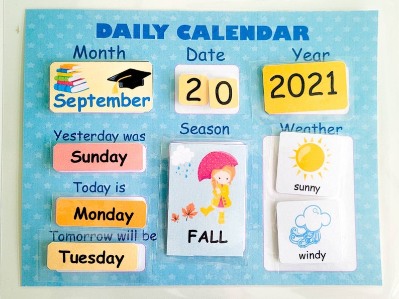 Kids Calendar and Weather Chart as a Montessori Materials or Classroom ...