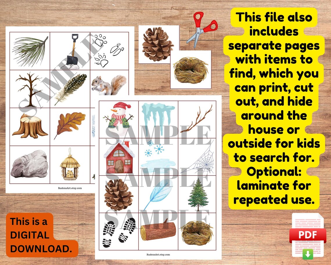 Winter Scavenger Hunt Printable, Outdoor Indoor Scavenger Hunt for Kids ...