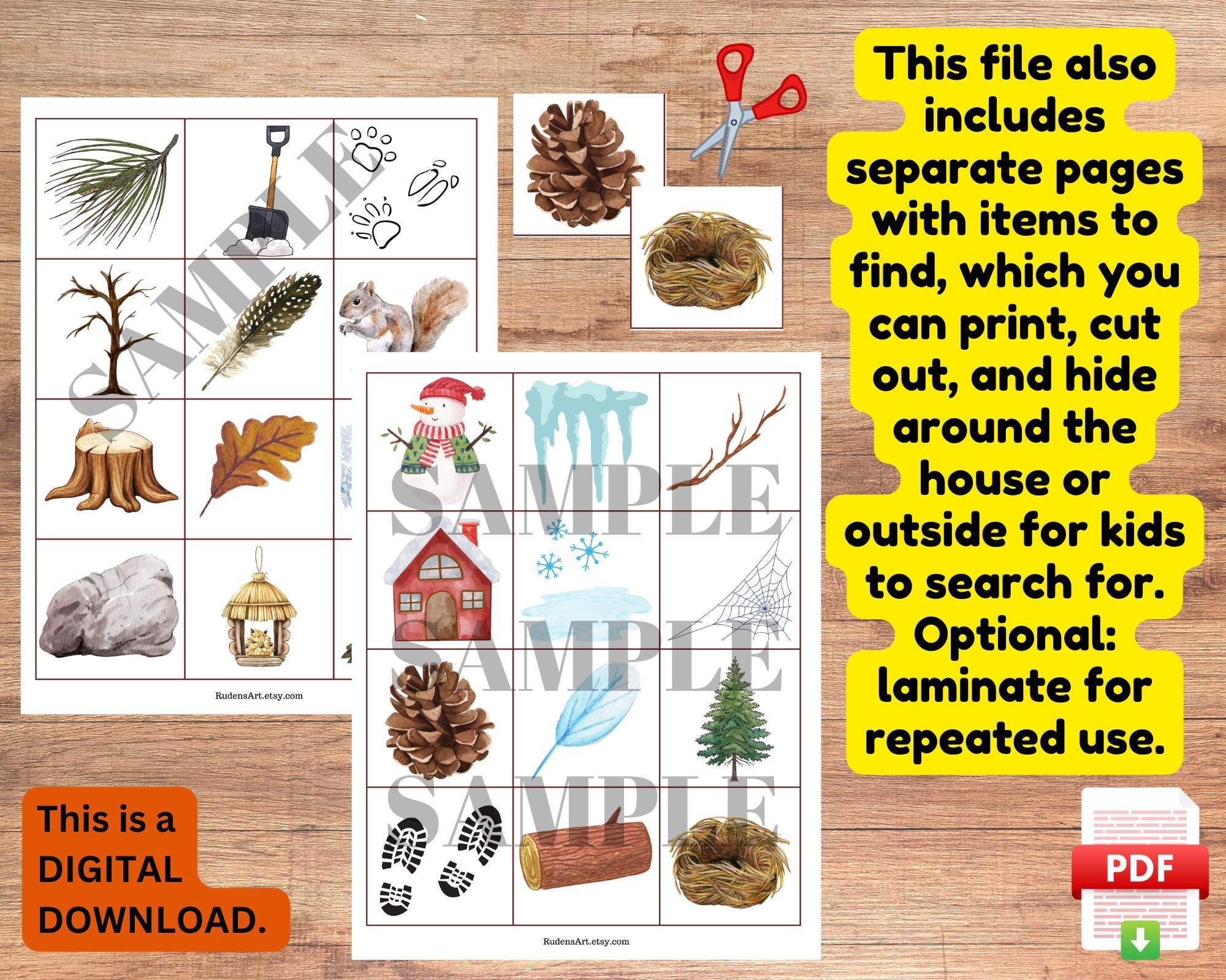 Winter Scavenger Hunt Printable, Outdoor Indoor Scavenger Hunt for Kids ...