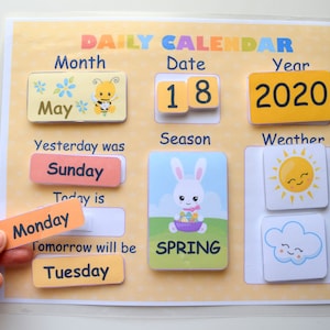 Kids Daily Calendar 2024, Morning board, Preschool printables, Maanden van het Jaar en Seizoenen, Montessori kalender, Homeschool Materialen