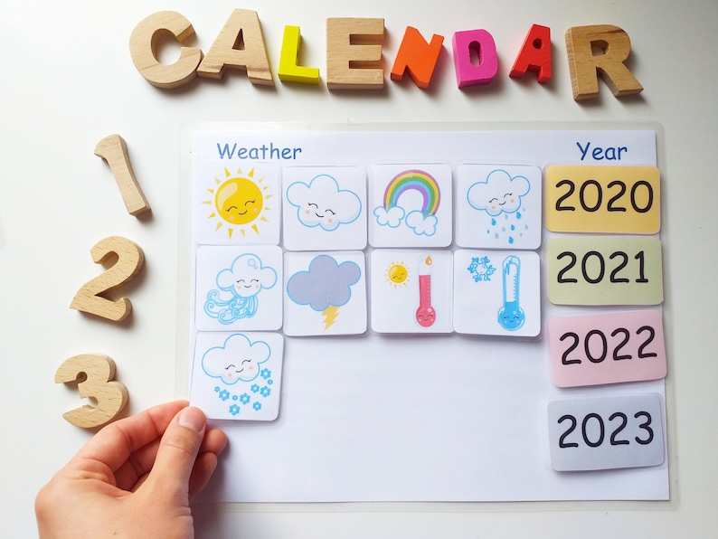 Kids Calendar and Weather Chart as a Montessori Materials or Classroom ...