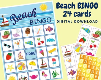 Jeu de bingo de plage, BINGO de camp d’été pour les enfants, Jeu de bingo imprimable, Jeu de voyage pour les tout-petits, Jeu d’été de fête pour enfants, Jeu d’anniversaire pour tout-petits