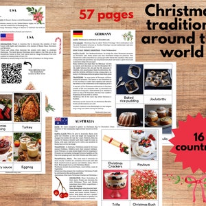 Christmas traditions around the world - Santa Claus, Christmas food, decorations. Christmas in US, Canada, The UK, Germany, France, Italy