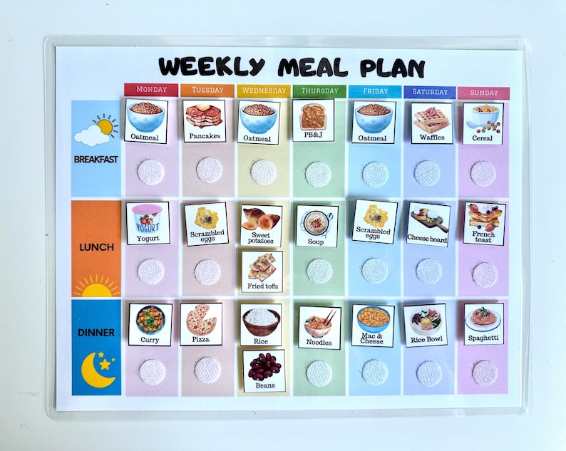 Kids Meal Planner, Visual Weekly Meal Calendar, Kids menu template, Kids Visual Schedule, Montessori calendar for toddlers (PHYSICAL COPY) image 20
