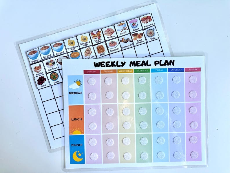 Kids Meal Planner, Visual Weekly Meal Calendar, Kids menu template, Kids Visual Schedule, Montessori calendar for toddlers (PHYSICAL COPY) image 18