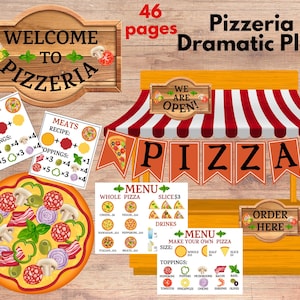 Pizzeria Dramatisk Lek, Bygg en pizza, Pizzabutik Låtsaslekset, Klassrumsdramatisk Lekplats, Småbarnsrollspel, Hemundervisningsmaterial