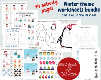 Winter preschool worksheets for kids, Snowman busy book printable, Kindergarten worksheets, Toddler activity book, Seasons Learning binder