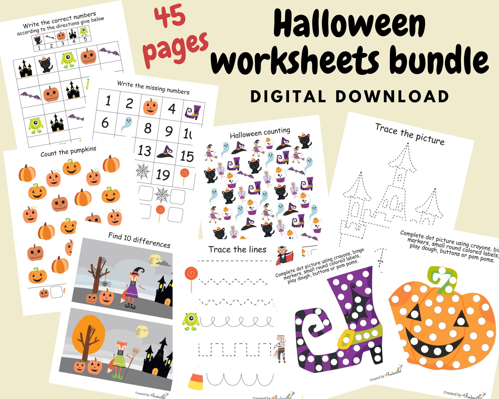 halloween worksheets bundle for kids halloween busy book for etsy singapore